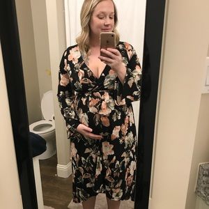 Maternity floral hi-low dress